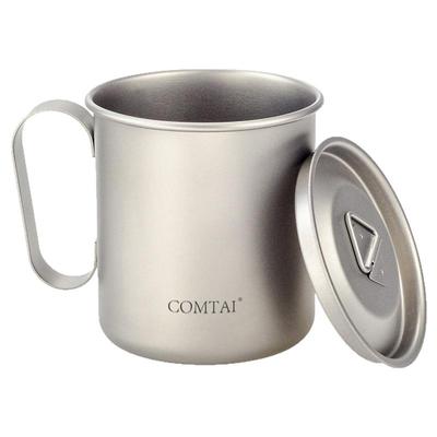 纯钛水杯马克杯咖啡杯户外轻便固定把手露营钛杯旅游办公 420ml