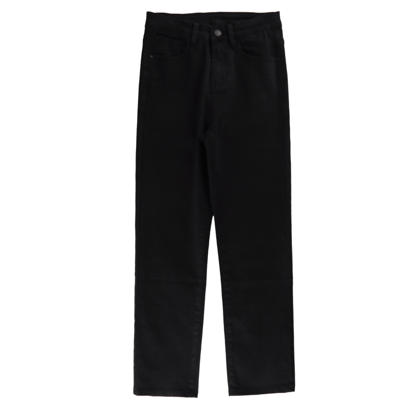 黑色烟管裤女春秋2025新款小个子八九分高腰显瘦直筒牛仔裤夏薄款