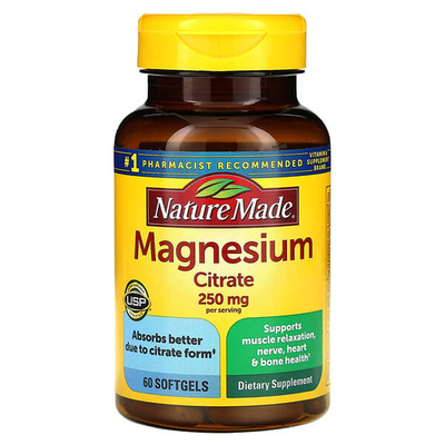 Magnesium Citrate柠檬酸镁软胶囊帮助肌肉神经心脏骨骼肝脏健康
