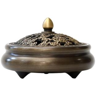 纯黄铜香炉家用小号仿古盘香焚香檀香炉室内沉香熏香炉茶道香篆炉