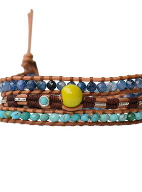 湖北蓝晶琉璃三圈手链路塔斯曼