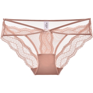 3件159|商场同款MYBODY性感V型法式蕾丝网纱中低腰包臀女士内裤