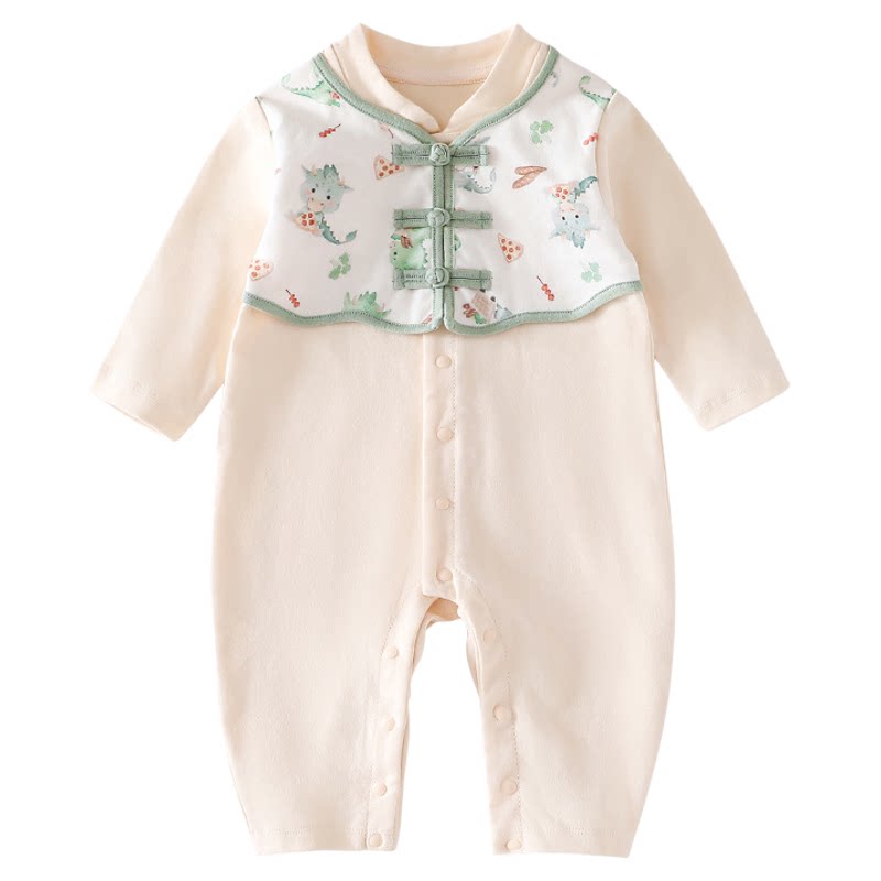 新生婴儿连体衣新中式外出服国潮宝宝满月百天汉服哈衣爬服春秋款