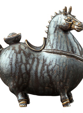 创意中式陶瓷招财小马摆件