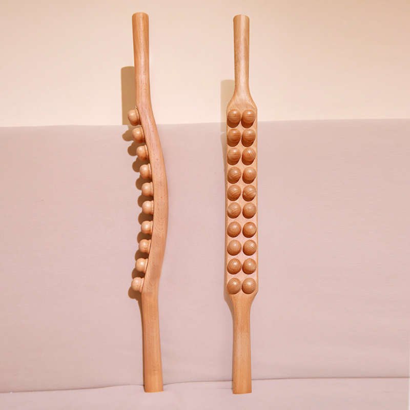 双排二十珠擀筋棒全身按摩一根通用家用刮痧棍推背工具揉腹擀筋棒