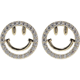 S925银针正能量微笑网红笑脸耳钉精致简约耳环女气质个性百搭耳饰