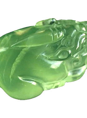 手工雕刻貔貅项坠天然葡萄石