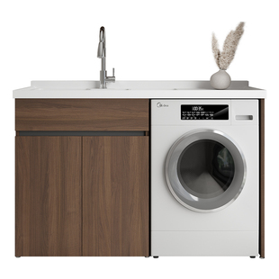 洗衣机柜一体阳台蜂窝铝定制洗衣池台盆带搓板伴侣滚筒洗衣柜组合