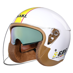 摩托车电动车机车头盔男女士踏板车3C认证4分之3半盔双镜四季通用