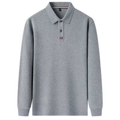 皮尔卡丹男士长袖t恤高端品牌春秋季休闲商务高级纯棉翻领Polo衫