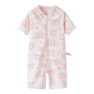 巴拉巴拉儿童泳衣男童女童泳装连分体短袖套装速干宝宝防晒海边夏