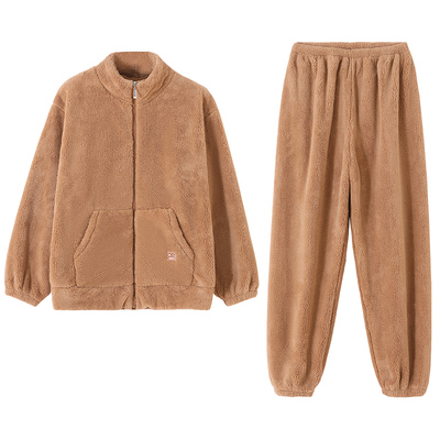 睡衣女冬季珊瑚绒加厚加绒保暖女款秋冬法兰绒休闲大码冬款家居服