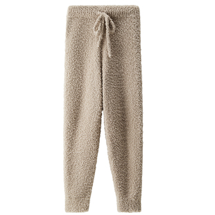 STW半边绒家居裤女冬季新款加绒加厚睡裤男束脚保暖情侣绒绒裤子