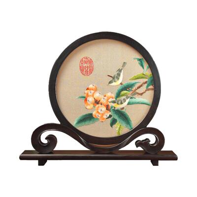 苏绣双面绣摆件手工刺绣摆台中国风工艺品新中式桌礼物送老外礼品