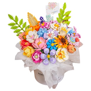 2026新款积木花束永生玫瑰diy拼装玩具抱抱桶摆件男女孩生日礼物