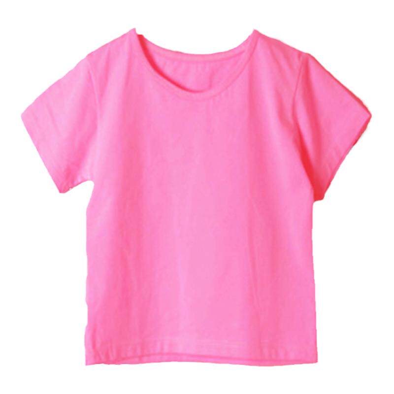 儿童男童女孩纯棉短袖T恤纯色夏半袖糖果色彩色学校团体班服运动