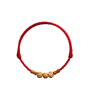 祥云护佑老桃木好运竹节红绳手链男女本命年转运珠儿童防惊吓手绳