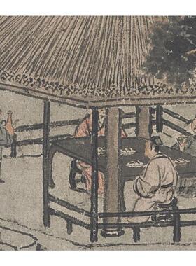 沈周《盆菊幽赏图》水墨山水画