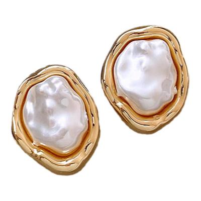 不规则巴洛克珍珠耳钉小众耳饰