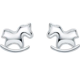 周六福萌趣小马耳钉女生肖马耳饰S925设计感本命年新年礼物送女友