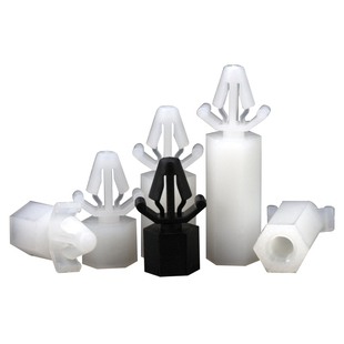 扣式六角尼龙柱M4推入式PC板间隔柱飞机头塑料隔离柱支撑架垫高柱