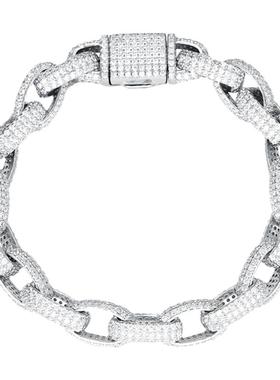 不掉色0字形锆石满钻古巴链