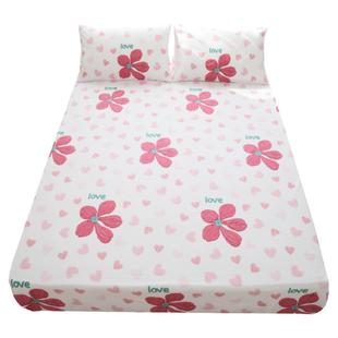 花和爱心纯棉床笠单件全棉床罩床垫保护罩2023新款单人床单四件套