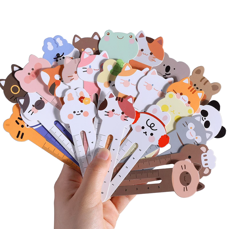 可爱小动物标尺书签儿童小学生用创意卡通书签夹纸质书签六一儿童节日奖励学生小礼品女生男生版高颜值书标尺