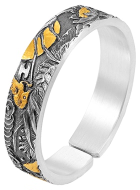 足银9999荷花银手镯女