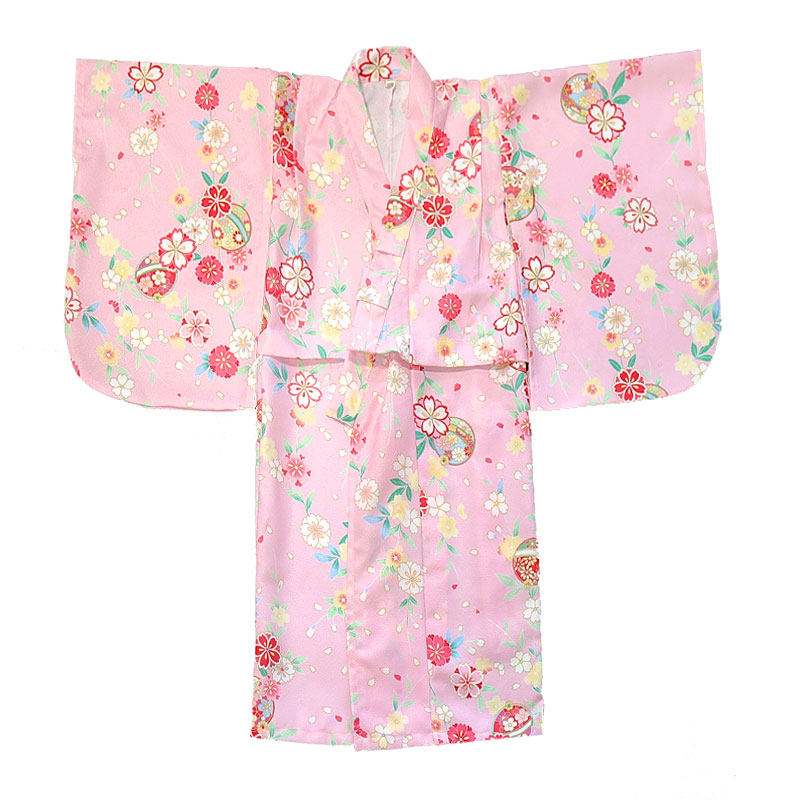 春季日本和服公主风樱花小孩浴衣