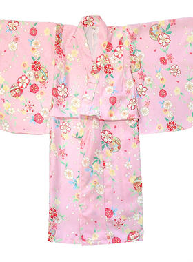 春季日本和服公主风樱花小孩浴衣