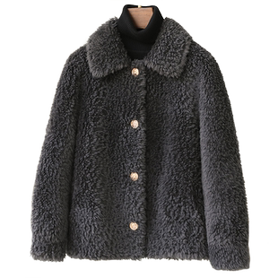 羊剪绒大衣女2025冬装新短款高档中年妈妈海宁羊毛毛颗粒皮草外套