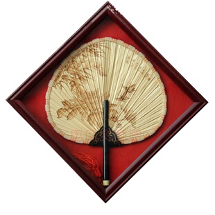 广东江门新会特产火画扇 新会葵扇工艺品 装饰挂扇礼盒 《秋艳》