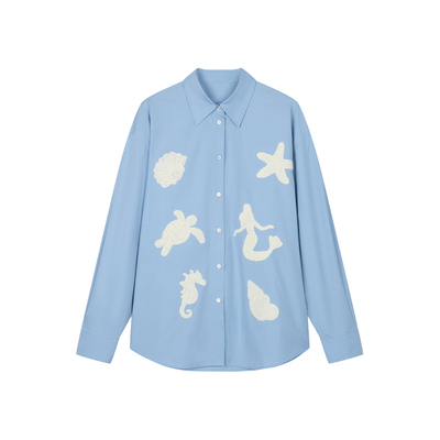 UOOYAA/乌丫毛线绣花衬衫