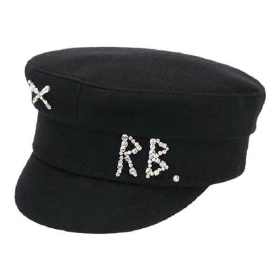 0热巴水钻羊毛呢报童贝雷海军帽