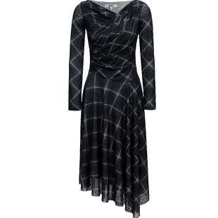 ONLY2026春季新款不规则下摆优雅交叉垂坠荡领中长款连衣裙女