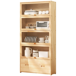 实木厨房置物架多层收纳架子餐边柜微波炉碗碟家用多功能调料用品