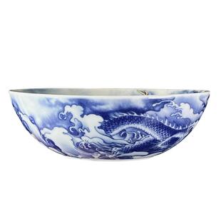 单杯仿古青花茶杯陶瓷矾红墨彩龙纹普洱杯茶盏景德镇茶具主人杯男