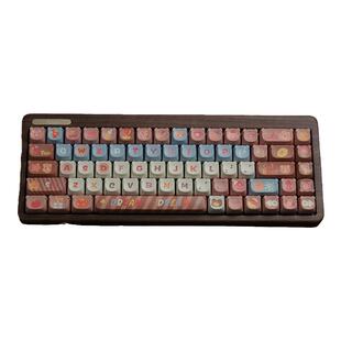 雷咖泽R68胡桃木客制化机械键盘68键无线三模热插拔木坨坨键盘