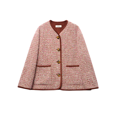 花式羊毛粗花呢/V领/小香风/外套