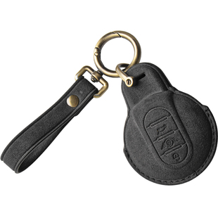 适用宝马mini钥匙壳保护套改装cooper翻毛皮钥匙包扣F56F55F60F54