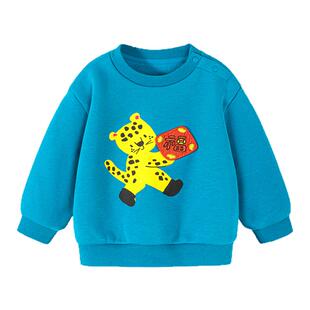 迷你巴拉巴拉男女童宝宝卫衣春加绒新年拜年服红色上衣马年新款