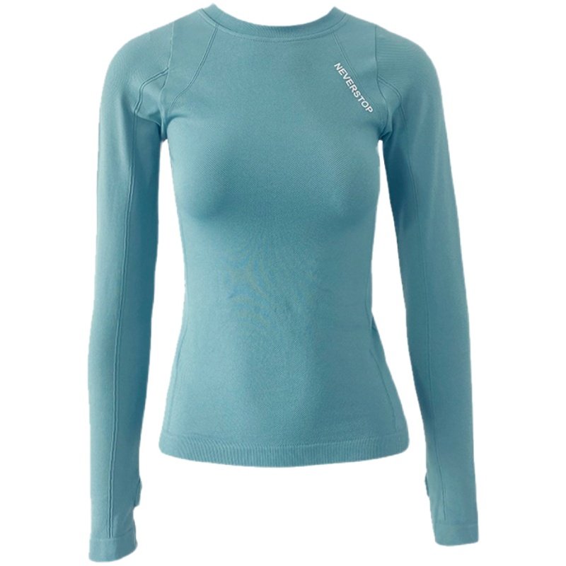 字母运动T恤女紧身秋冬季速干瑜伽服网红显瘦训练健身服长袖上衣