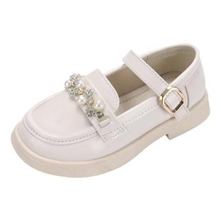女童鞋白色小皮鞋潮牌鞋子软底儿童英伦风女孩表演时尚单鞋中大童