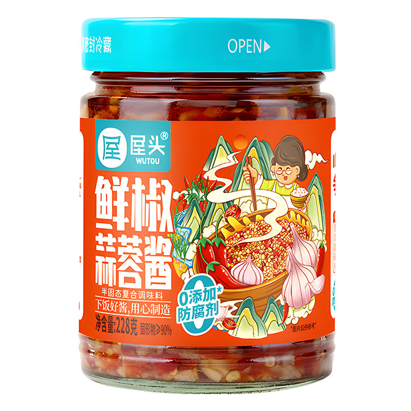 屋头鲜椒蒜蓉酱228g家用