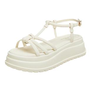 Tata他她厚底一字带凉鞋女鞋休闲运动绑带凉鞋2025秋新款奥莱