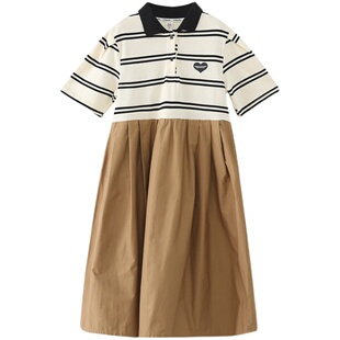 女童连衣裙2025夏装新款女大童初中生洋气休闲学院A字裙儿童裙子