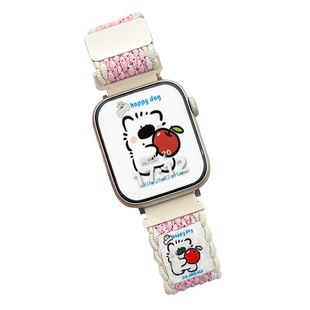 适用vivo watch gt2表带尼龙编织磁吸iQOO手表带女生秋冬watch5/3智能运动表链新款创意可爱小狗46mm