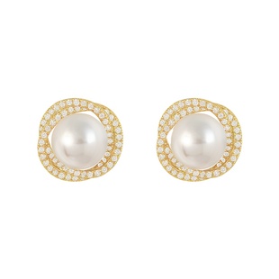 螺旋珍珠耳钉女2025年新款爆款耳环高级感耳夹轻奢气质大气耳饰品