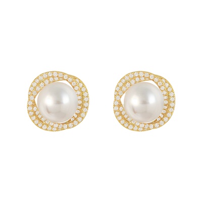 古里雅高级设计感螺旋珍珠耳环